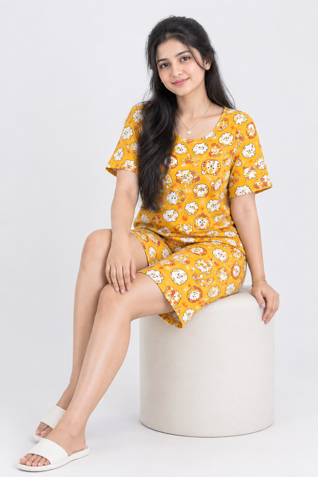 Yellow Bear Night Kit — T-shirt and shorts set on clean background